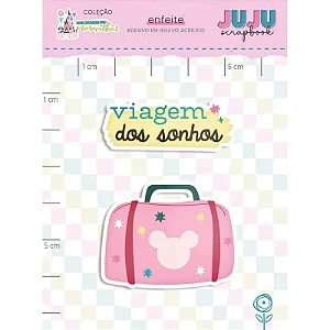 Coleção Um Mundo de Maravilhas - Aplique adesivado em Acrilico - Mala Pronta - Juju Scrapbook