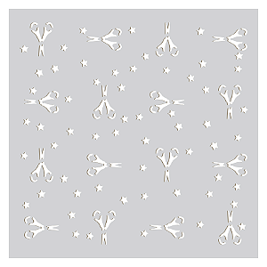 Colecao JARDIM DE PAPEL - Stencil TESOURAS - Carina SArtor