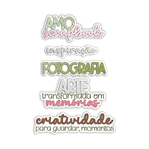 Colecao JARDIM DE PAPEL - Títulos em Acrílico - SCRAPBOOK (5PÇS) - Carina Sartor