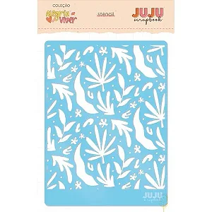 Coleção Alegria de Viver - Stencil Flores e Folhas - JUJU Scrapbook