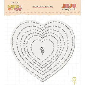 Coleção Alegria de Viver - Régua de Costura/Bordado - CORÇÃO - JUJU Scrapbook