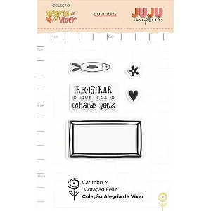 Coleção Alegria de Viver - Carimbo M - CORAÇÃO FELIZ - JUJU Scrapbook
