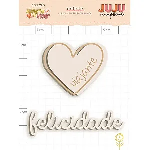 Colecao Alegria de Viver - Aplique em Chipboard Branco - VIAJANTE - JUJU Scrapbook