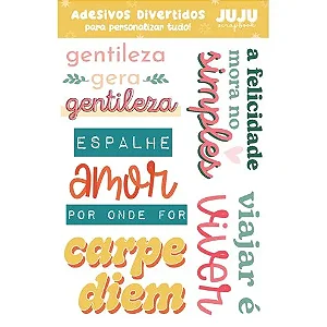 Coleção Alegria de Viver - Cartela de Adesivos DTF Uv - GENTILEZA - JUJU Scrapbook