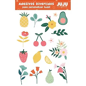 Coleção Alegria de Viver - Cartela de Adesivos DTF Uv - ABACAXI - JUJU Scrapbook