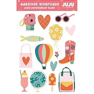 Coleção Alegria de Viver - Cartela de Adesivos DTF Uv - BALÃO - JUJU Scrapbook