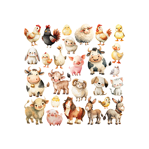 Coleção ENCANTOS DO CAMPO - Adesivo DTF UV - ANIMAIS - ENC19 - Carina Sartor