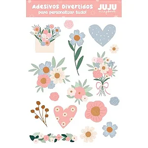 Coleção Feito com Amor - Adesivos DTF Uv - BUQUÊ - Juju Scrapbook