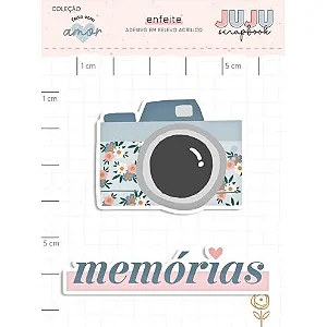 Colecao Feito com Amor - Adesivo em Relevo Acrilico - MEMÓRIAS - Juju Scrapbook
