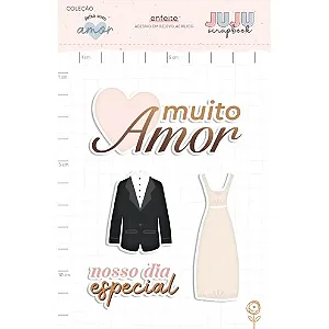 Colecao Feito com Amor - Adesivo em Relevo Acrilico - MUITO AMOR- Juju Scrapbook
