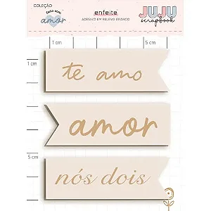 Coleção Feito com Amor - Adesivo em Chipboard Branco - PURO AMOR - Juju Scrapbook