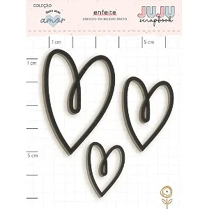 Coleção Feito com Amor - Adesivo em Chipboard Preto - BATIMENTOS - Juju Scrapbook
