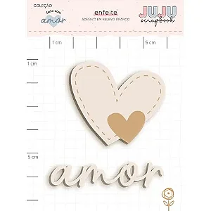 Coleção Feito com Amor - Adesivo em Chipboard Branco - AMORZINHO - Juju Scrapbook