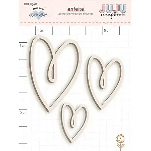 Coleção Feito com Amor - Adesivo em Chipboard Branco - CORAÇÕES - Juju Scrapbook