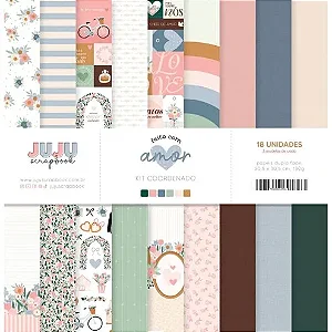 Colecao Feito com Amor - Kit Coordenado (Bloco 30,5 x 30,5cm) - Juju Scrapbook
