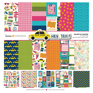 Coleção Hey, Taxi - Pocket Kit 6 folhas - Bl 30,5 x 30,5 - Lemon Scrapbook