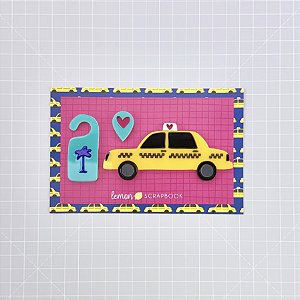 Coleção HEY, TÁXI - Taxi + Pin + Porta - Lemon Scrapbook