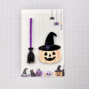 Coleção  HALLOWEEN - Acrílico Vassoura + Abóbora - Lemon Scrapbook