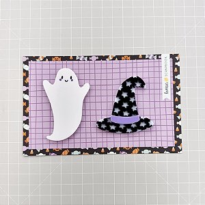 Coleção  HALLOWEEN - Acrílico Fantasma + Chapéu - Lemon Scrapbook
