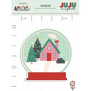 Coleção Natal Encantado - Aplique em Acrílico adesivado - GLOBO DE NEVE - Juju Scrapbook