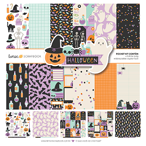 Coleção  HALLOWEENO - Pocket Kit 6 folhas - Bl 30,5 x 30,5 - Lemon Scrapbook