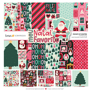 Coleção MEU NATAL FAVORITO - Pocket Kit 6 folhas - Bl 30,5 x 30,5 - Lemon Scrapbook