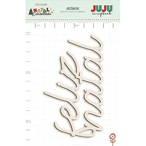 Coleção Natal Encantado - Aplique em Chipboard Branco adesivado - FELIZ NATAL - Juju Scrapbook