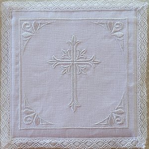 ALFAIAS LITÚRGICAS, 50CM., BORDADAS DE ALTAR PARA IGREJA CATÓLICA CRUZ GDE - MANUSTÉRGIO EM LINHO