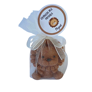 Vela Mini Leão Personalizada 27g com tule, laço e tag
