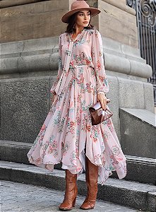 VESTIDO CHIFFON ESTAMPADO - LUZIA FAZZOLLI