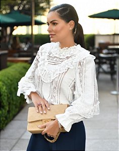 BLUSA RENDA DETALHE BABADOS - LUZIA FAZZOLLI