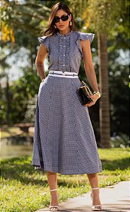 CONJUNTO TRICOLINE VICHY COM BABADINHO - LUZIA FAZZOLLI