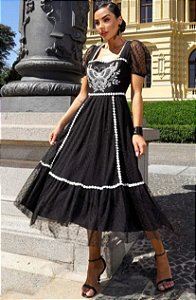 VESTIDO TULE BORDADO BORBOLETA - LUZIA FAZZOLLI