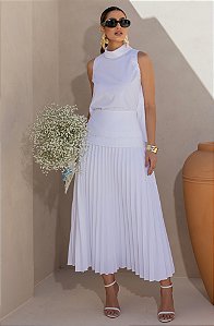 CONJUNTO ALFAIATARIA BLUSA E SAIA PLISSADO - LUZIA FAZZOLLI