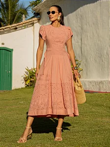 VESTIDO VOIL BORDADO E VOIL LISO - LUZIA FAZZOLLI
