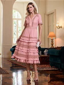 VESTIDO VOIL COM ENTREMEIO - LUZIA FAZZOLLI
