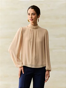 BLUSA GOLA ALTA COM PREGAS - PA