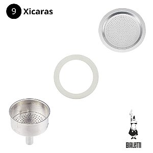 Bialetti kit manutenção moka 9 xicaras borracha filtro e funil original importado Bialetti
