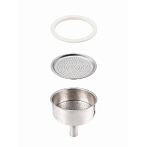 Kit manutenção cafeteira bialetti moka 2 xicaras 1 borracha + 1 filtro + 1 funil original importado Bialetti