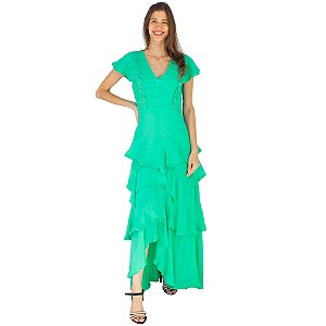 Vestido Longo Babados Mamô