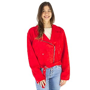 Jaqueta Suede Zíper Lateral Menina Rosa