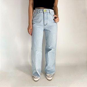 Calça Jeans Pantalona Letícia Pink Lú