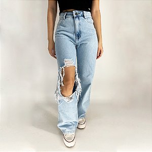 Calça Jeans Wide Leg Lexa Pink Lú