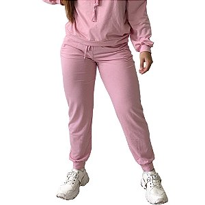 Calça Jogger Moletom Feminina Menina Rosa