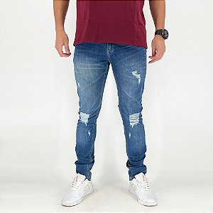 Calça Masculina Skinny Jeans Rasgada CWR