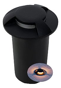 Balizador De Jardim Germany Iluminação Spot 3 Fachos Led Preto 1w 3000k Branco-quente