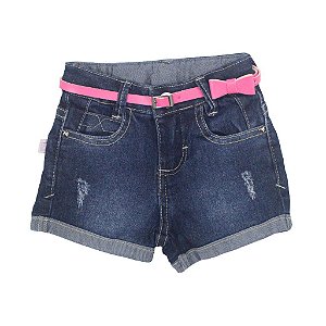 Shorts Jeans Com Cinto Pink Fluorescente Jhump Club