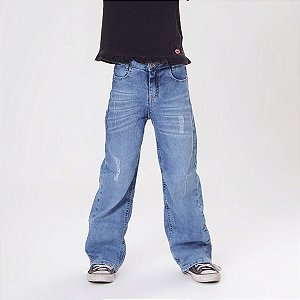 Calça Jeans Wide Leg Menina Infantil  4 a 8