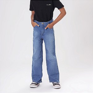 Calça Jeans Wide Leg Menina Infantil 4 a 8