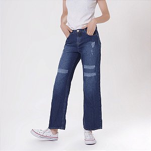 Calça Jeans Wide Leg Menina Juvenil 10 a 16